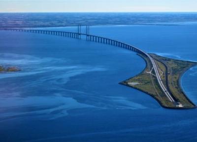 پل اورسوند ، مرز بین دانمارک و سوئد &ampOslashresund Bridge